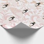 Papel De Presente Brida Botânica Rosa Maciça e Pêssego<br><div class="desc">Matizes macios de pêssego e matizes cor-de-rosa em uma botânica ousada cria um belo papel de embrulho para os presentes de chá e casamento da noiva,  apresentando uma silhueta fêmea negra em vestidos de casamento brancos com buquê de noiva.</div>