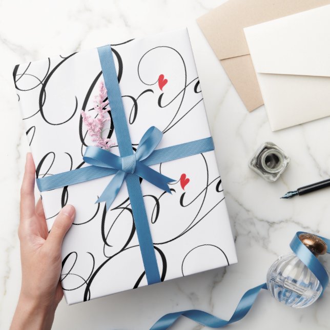 Papel De Presente Bride Calliografia - Rico de Letra Coração (Presentear)