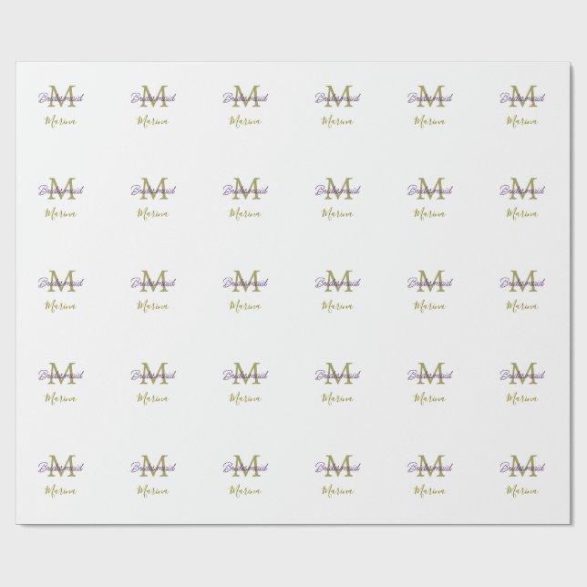 Papel De Presente Bride tribe monogram bridal shower simple golden p (Aberto)