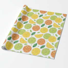 Papel De Presente Bright Citrus Slice Pattern Gift Wrap