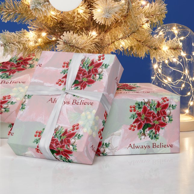 Papel De Presente Bright Poinsettias e Natal holandês (Feriados)