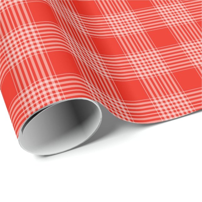Papel De Presente Bright Red Plaid Pattern (Ponta do rolo)