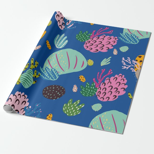 Papel De Presente Bright underwater seamless pattern with beautiful  (Desenrolado)