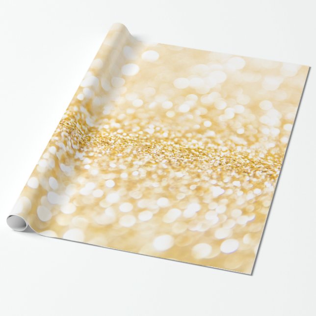 Papel De Presente Brilhante Branco E Dourado (Desenrolado)