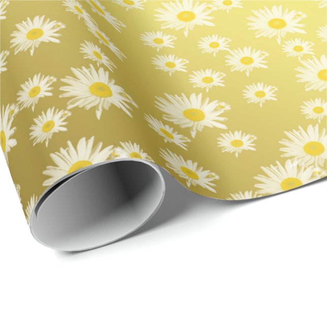 Papel De Presente Brilhante, coroa, papel, amarelo, bonito, floral, (Ponta do rolo)