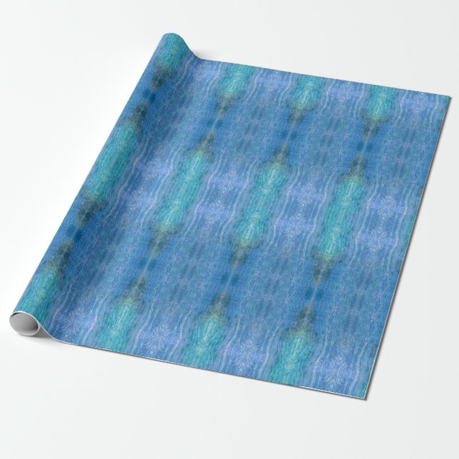 Papel De Presente Brilhante, Cósmico, Azul Iridescente (Desenrolado)
