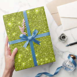 Papel De Presente Brilhante Moderno Shimmer Brilhante Verde Amarelo
