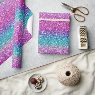 Papel De Presente Brilhante Ombre Brilhante Azul