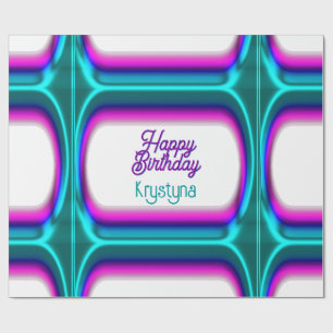 Papel De Presente Brilhante Personalizado Feliz Aniversário Magenta 
