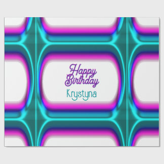 Papel De Presente Brilhante Personalizado Feliz Aniversário Magenta