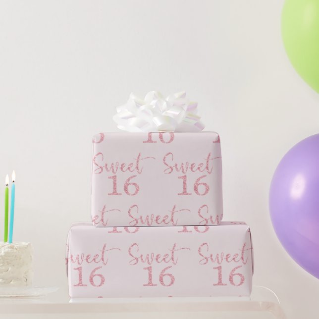 Papel De Presente Brilhante Rosa Doce 16 (Presentes para festas)