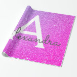 Papel De Presente Brilhante rosa púrpura e monograma de brilho<br><div class="desc">Folha de Mouro Roxa e Rosa e Papel de Maçã Elegante Esmagadora para Presentes. Este papel de embrulho de presente pode ser personalizado para incluir seu nome inicial e nome próprio para um pacote de presentes para o Chá de fraldas, Chá de panela, Festa de solteira ou Festa de aniversário...</div>