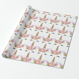 Papel De Presente Brilhante Unicorn Brilhante Cor-de-Rosa Dourada Ro