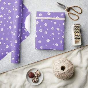 Papel De Presente Brilhantes brancos em roxo