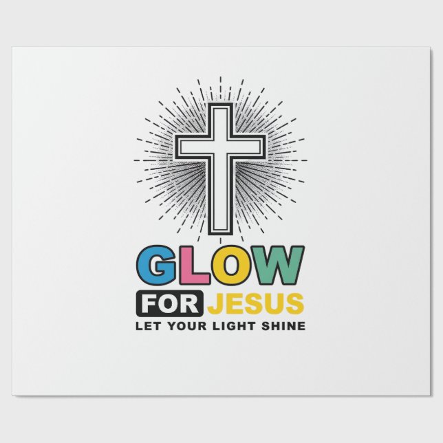 Papel De Presente Brilhe Para Jesus Camisa Cristã Com Cruz Iluminada (Aberto)