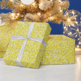 Papel De Presente Brilho Amarelo Limão Claro com Padrão de Glitter B