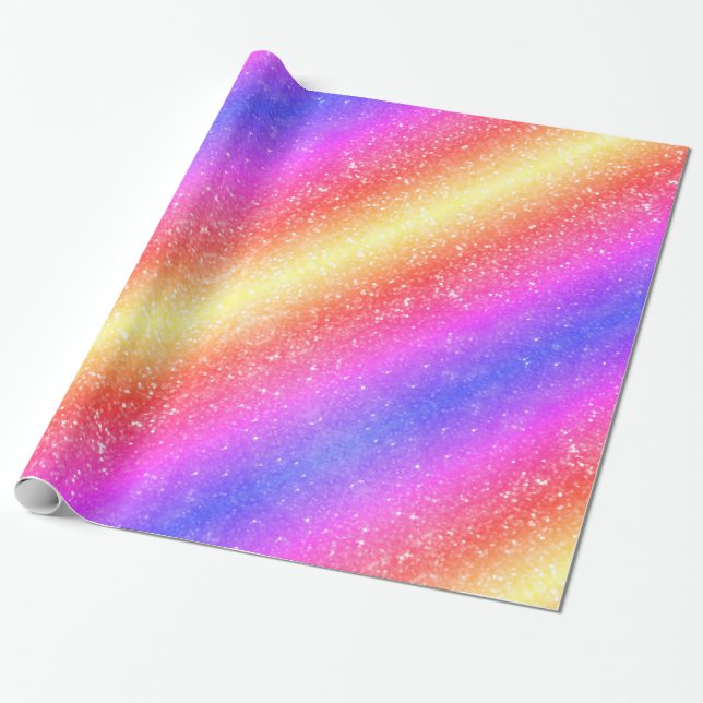 Papel De Presente Brilho Arco-Íris da Moda (Desenrolado)