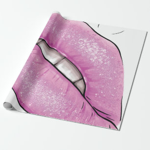 Papel De Presente Brilho cor-de-rosa com dentes