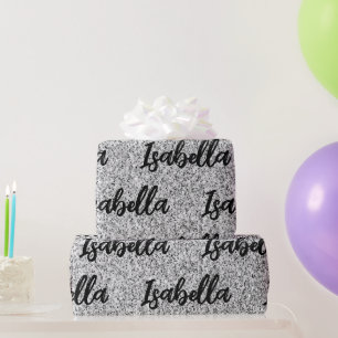 Papel De Presente Brilho de luz cinza prateado faísca personalizado