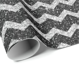 Papel De Presente Brilho de prata cinzento do art deco de Chevron do
