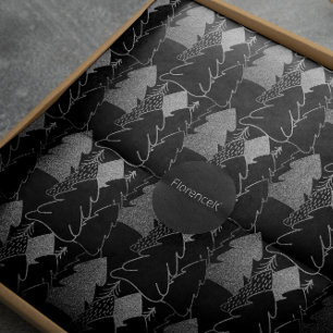 Papel De Presente Brilho do rico das cinzas de prata do preto da