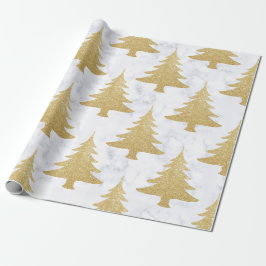 Papel De Presente Brilho Dourado elegante & árvore de Natal de