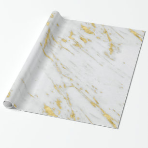 Papel De Presente Brilho Dourado elegante e mármore branco