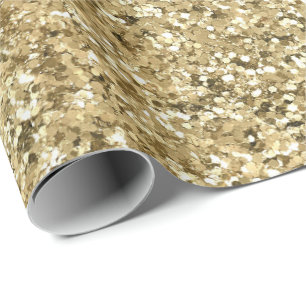 Papel De Presente Brilho Dourado Glam Glamour Elegante Chique Na Mod