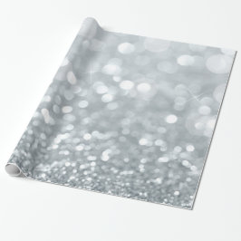 Papel De Presente Brilho Prateado Branco Bokeh Festa Glam Glamour Do