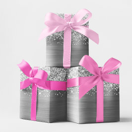 Papel De Presente Brilho Prateado Glam
