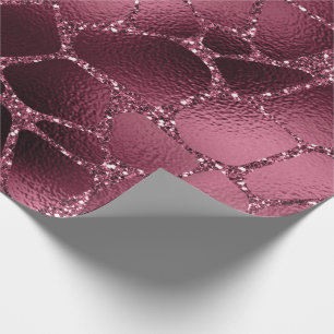 Papel De Presente Brilho preto animal Borgonha de Marsal da faísca