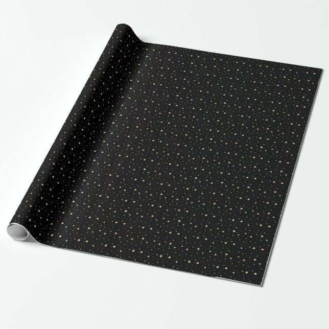 Papel De Presente Brilho Preto e Dourado Elegante (Desenrolado)