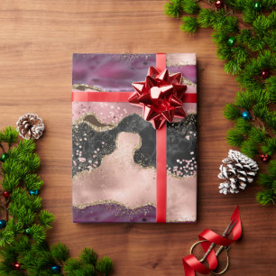 Papel De Presente Brilho Rosa Brilhante Vinho Dourado Brilhante