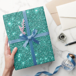 Papel De Presente Brilho Turquesa Glamouroso Simples e Elegante