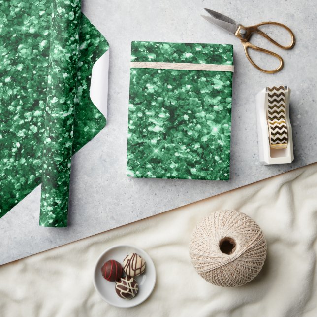 Papel De Presente Brilho Verde Feriado Natal Brilho (Artesanato)