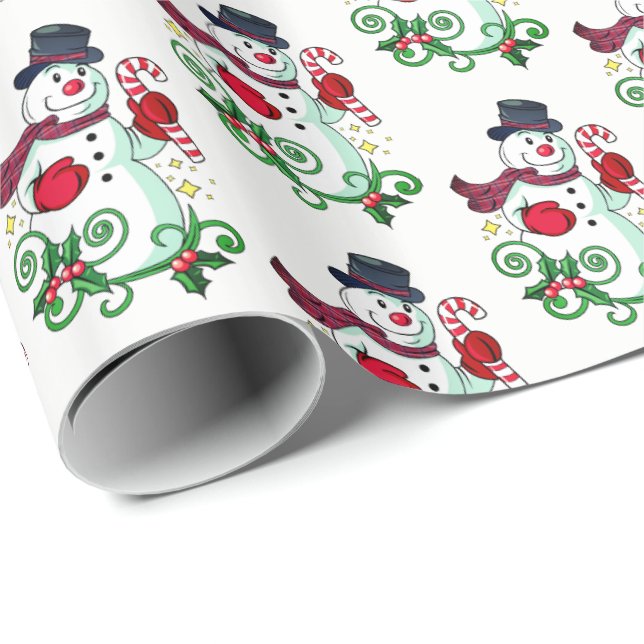 Papel De Presente Brincadeira de Natal - Homem-Neve Feriado (Ponta do rolo)