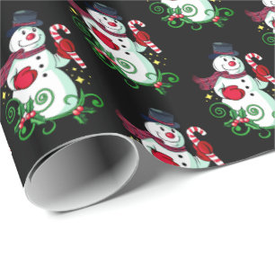 Papel De Presente Brincadeira de Natal - Homem-Neve Feriado