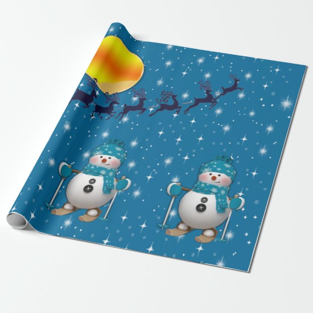 Papel De Presente Brincadeira Feliz Snowman (Desenrolado)