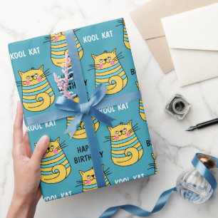 Papel De Presente Brincadeira Kool Cartoon Azul Aniversário