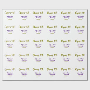 Papel De Presente Brinde ao 10º aniversário de casamento roxo dourad