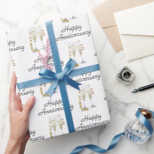 Papel De Presente Brinde de Champanhe Feliz Aniversário em Branco