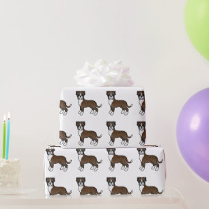Papel De Presente Brindle Boxer Cute Cartoon Dog Patterno