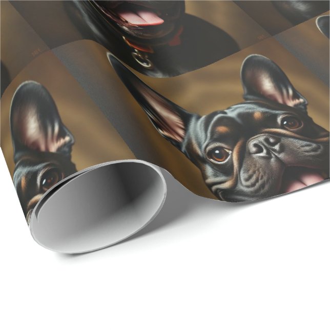 Papel De Presente Brindle Frenchie Bulldog Francês Cachorro Pet  (Ponta do rolo)