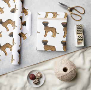 Papel De Presente Brindle Great Dane Cute Cartoon Dog Patterno
