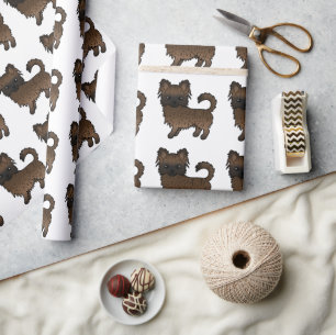 Papel De Presente Brindle Long Casaco Chihuahua Cute Dog Patterno