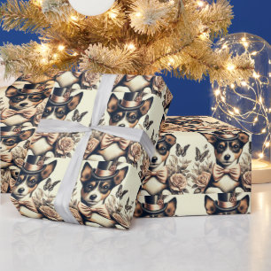 Papel De Presente Brinquedo de folha branca Fox Terrier