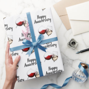 Papel De Presente Brinquedo de Vinho Feliz Aniversário em Branco