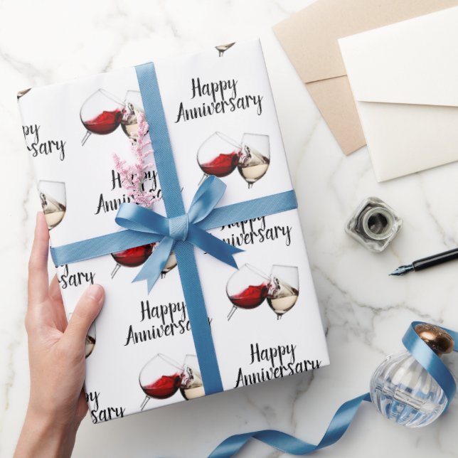 Papel De Presente Brinquedo de Vinho Feliz Aniversário em Branco (Presentear)