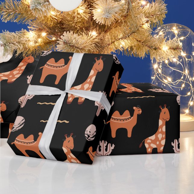 Papel De Presente Brinquedo preto-branco Cactus Crianças Enrolando P (Feriados)