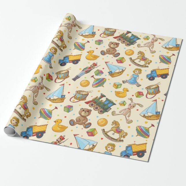 Papel De Presente Brinquedos Antigos (Desenrolado)
